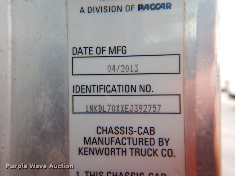 image for item DI0394 2014 Kenworth T800  vacuum truck