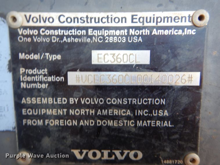 image for item DI0452 2008 Volvo EC360C L  excavator