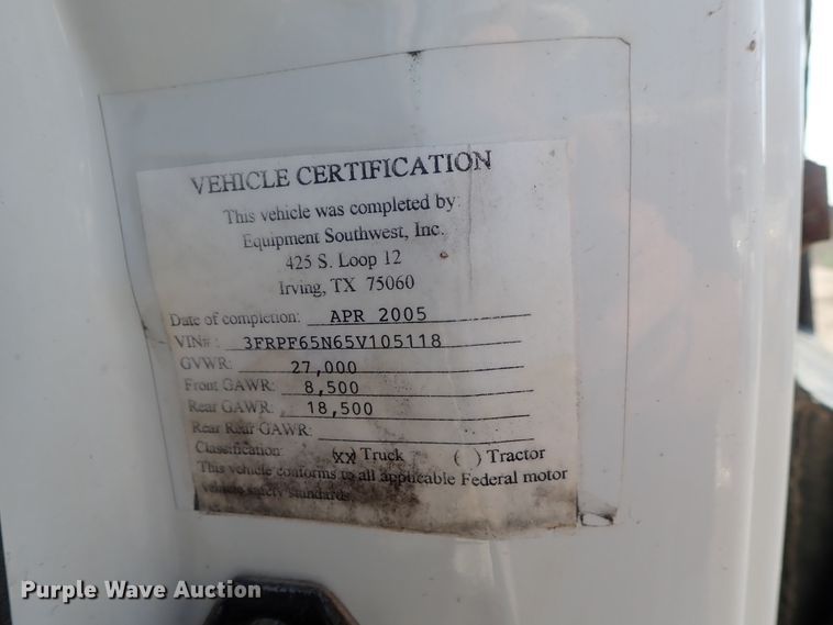 image for item DI4654 2005 Ford F650  dump truck