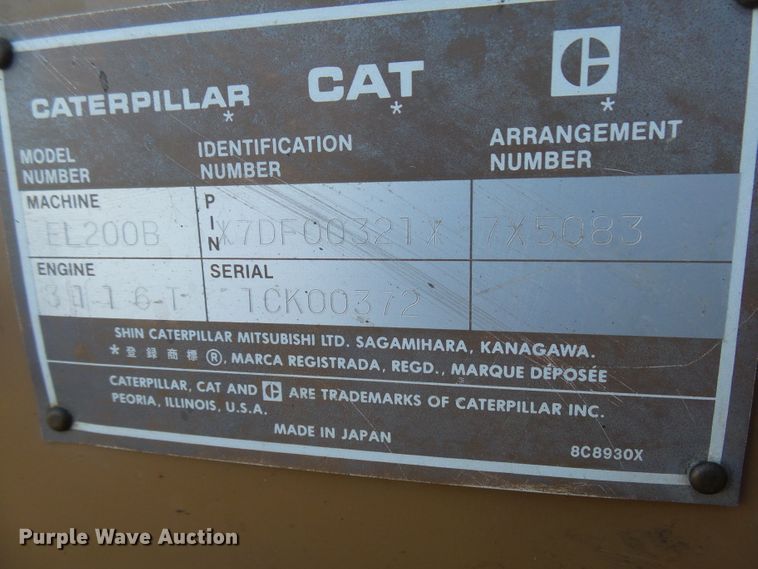 image for item DX9239 1989 Caterpillar EL200B  excavator