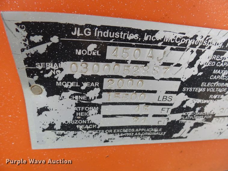 image for item DX9242 2000 JLG 450AJ  boom lift