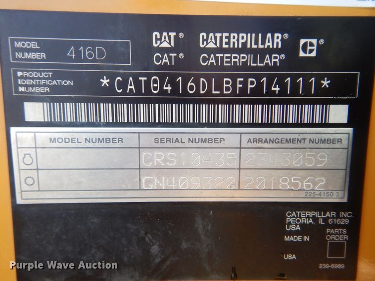 image for item GM9193 2004 Caterpillar 416D  backhoe