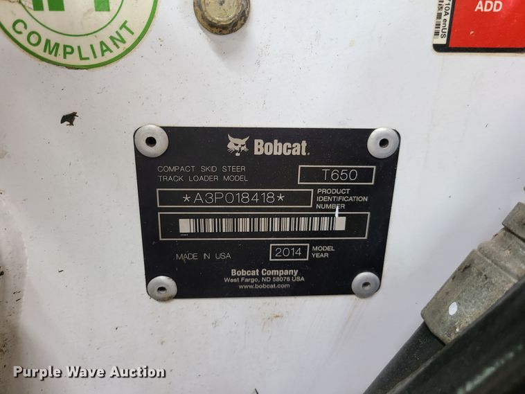 image for item GO9334 2014 Bobcat T650  tracked skid steer loader