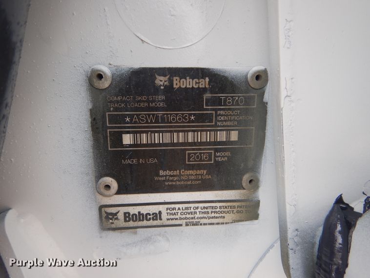 image for item GR9810 2016 Bobcat T870  tracked skid steer loader