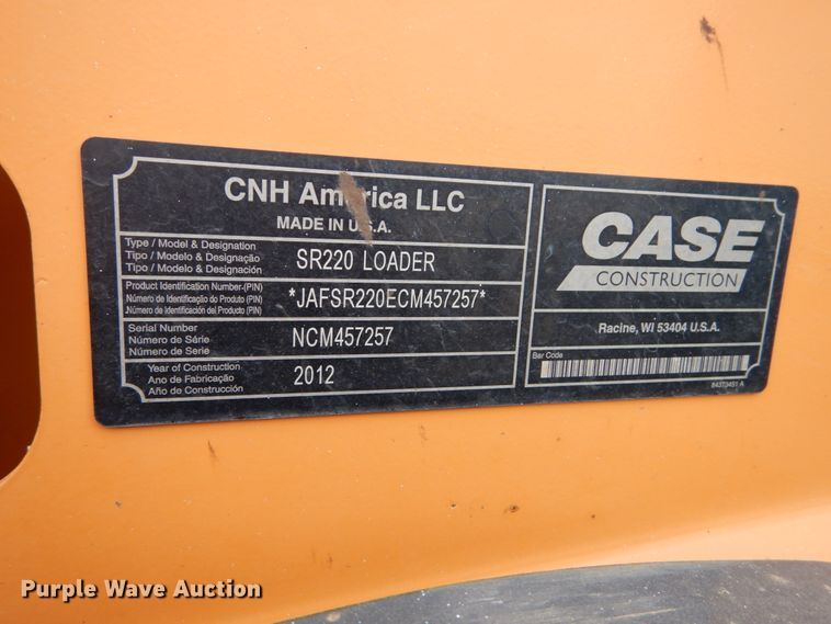 image for item GR9828 2012 Case SR220  skid steer loader