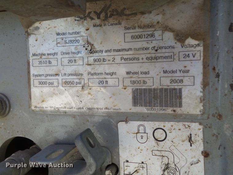 image for item HF9653 2008 Skyjack SJIII 3220  scissor lift