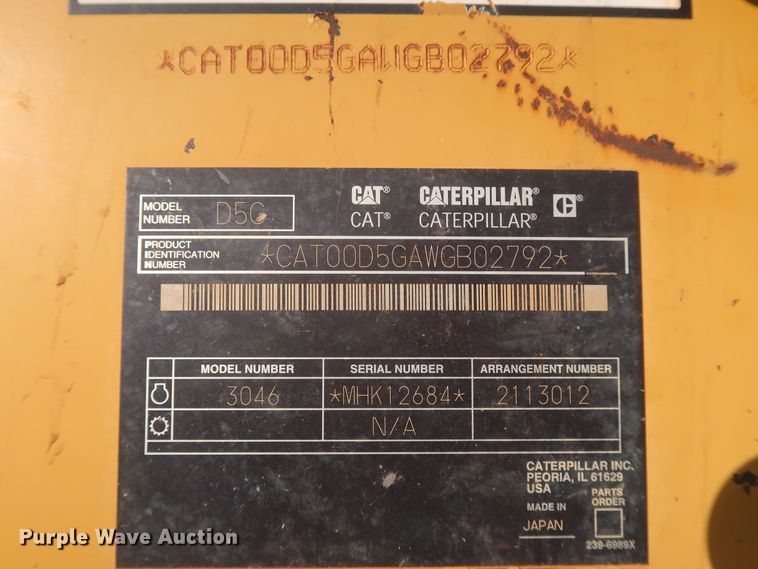 image for item HJ9430 2006 Caterpillar D5G  dozer