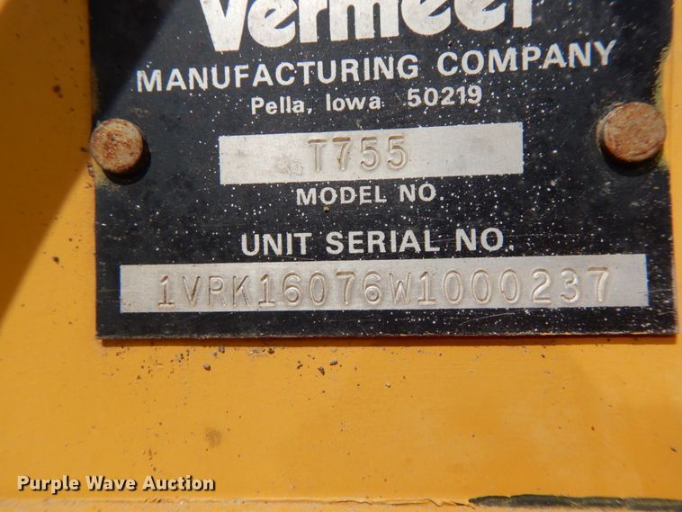 image for item HJ9722 1998 Vermeer T755 Commander  trencher