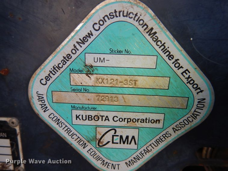 image for item HY9704 Kubota KX121-3SS  mini excavator