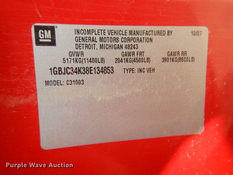 image for item DD0351 2008 Chevrolet Silverado 3500HD  winch truck