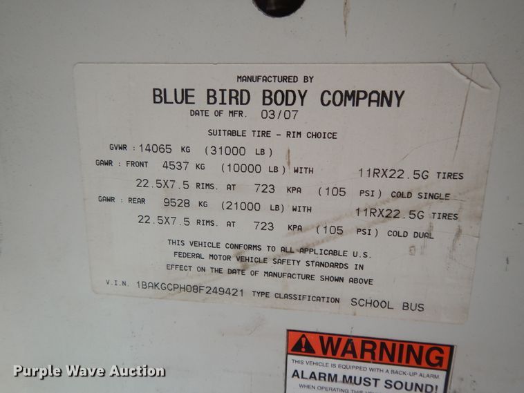 image for item DH0029 2007 Blue Bird  school bus