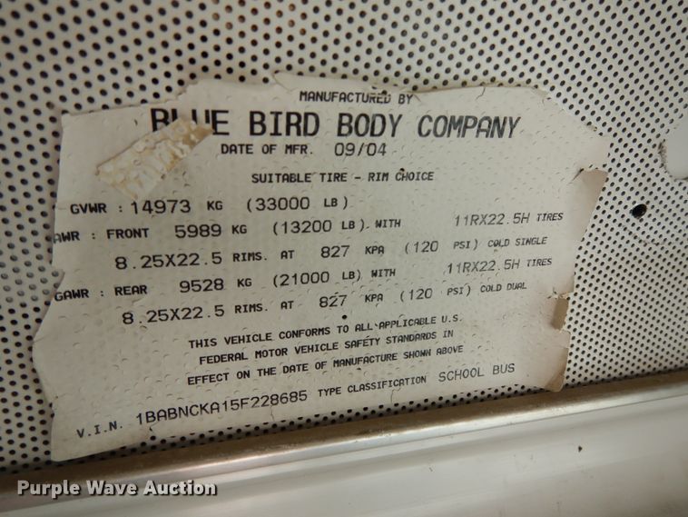 image for item DH0032 2005 Blue Bird  school bus