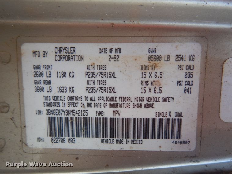 image for item DH5187 1992 Dodge Ram Charger  SUV