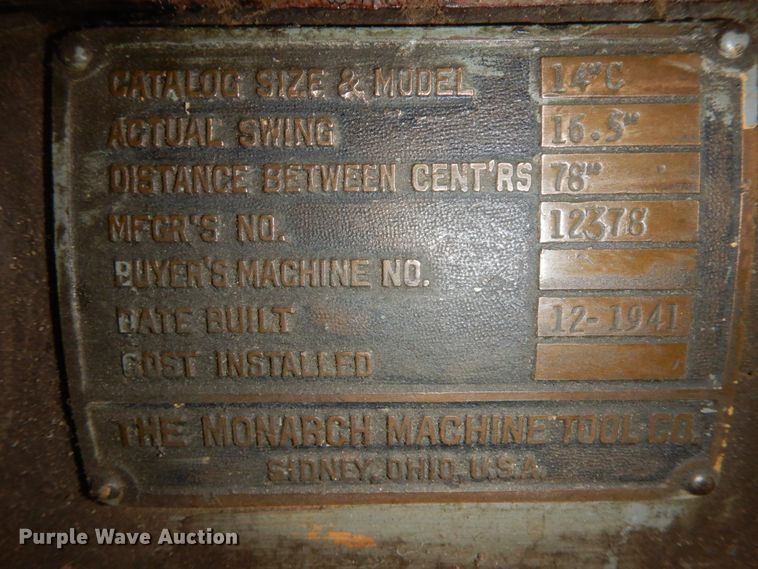 image for item FG9526 Monarch C lathe