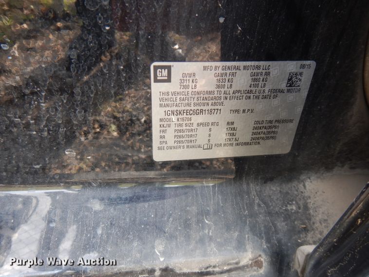 image for item FR9103 2016 Chevrolet Tahoe  SUV