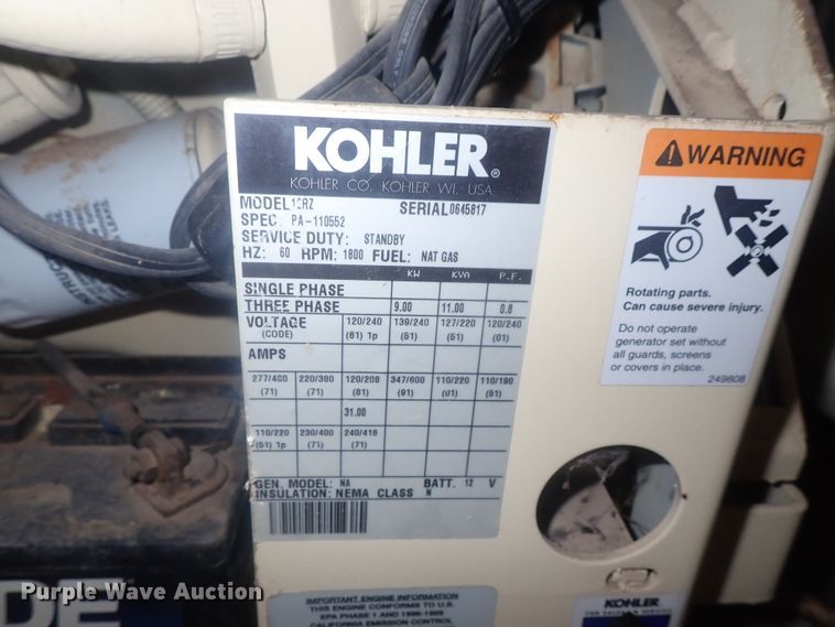 image for item GL9399 Kohler Power Systems 12RZ  generator