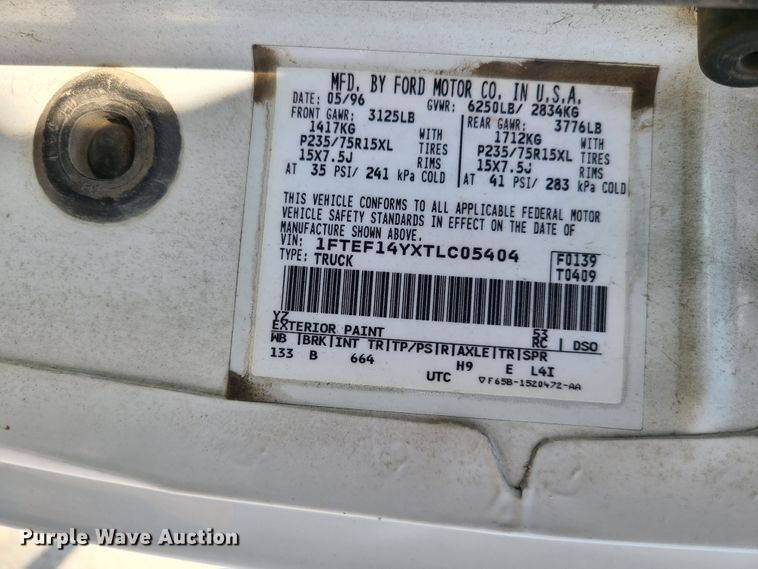 image for item GY9576 1996 Ford F150  pickup truck