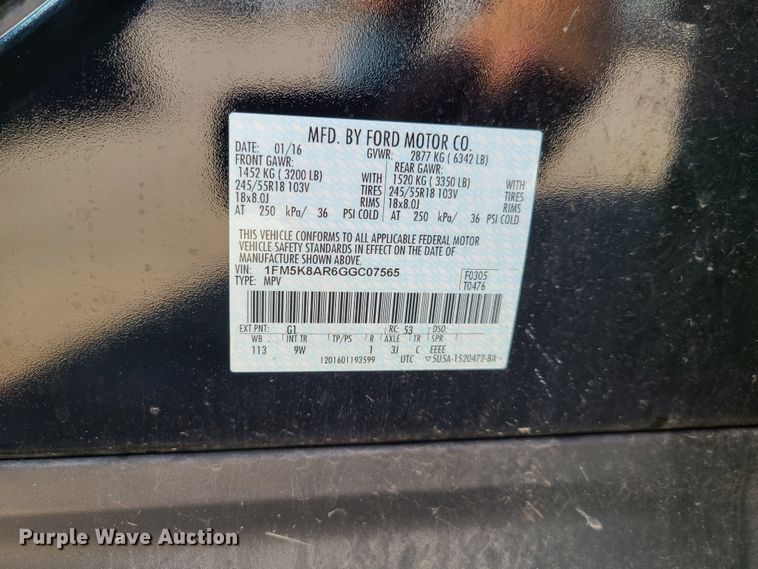 image for item GY9578 2016 Ford Explorer Police Interceptor  SUV