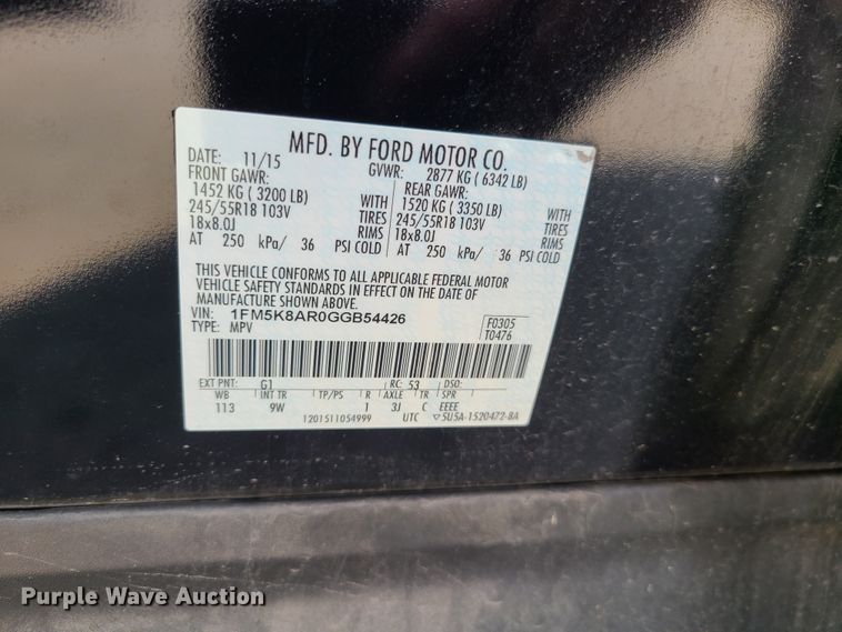 image for item GY9579 2016 Ford Explorer Police Interceptor  SUV