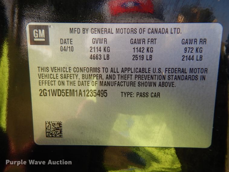 image for item HN9367 2010 Chevrolet Impala Police Cruiser