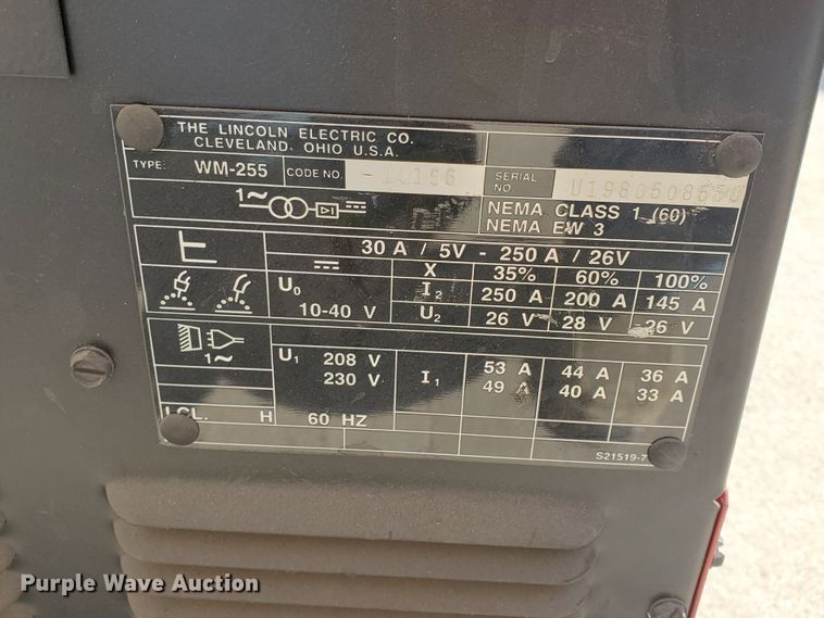 image for item HO9728 Lincoln Wirematic 255 MIG welder