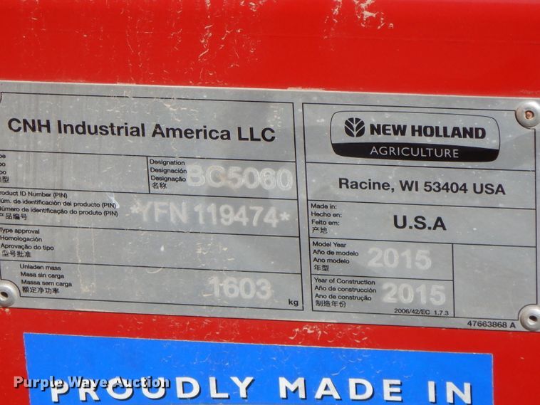 image for item FR9111 2015 New Holland BC5060  small square baler