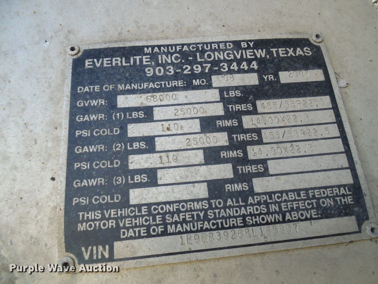 image for item DC2961 2008 Everlite end dump trailer