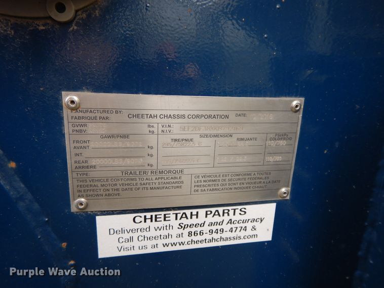 image for item DH0087 2019 Cheetah Chassis Sandmaster chassis trailer