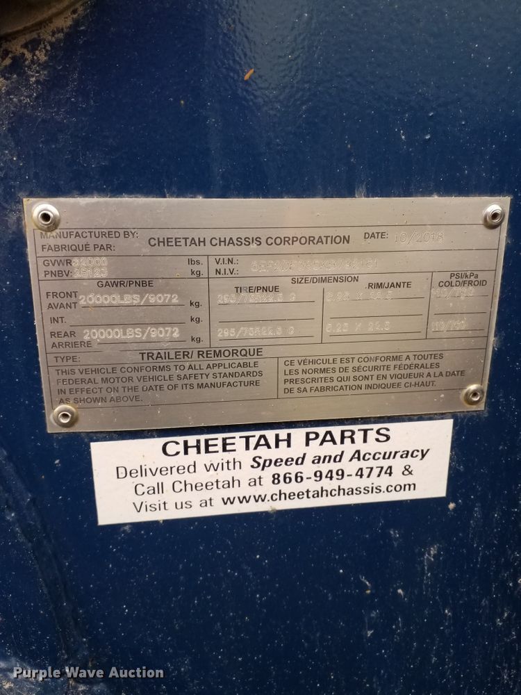 image for item DH0091 2019 Cheetah Chassis Sandmaster chassis trailer