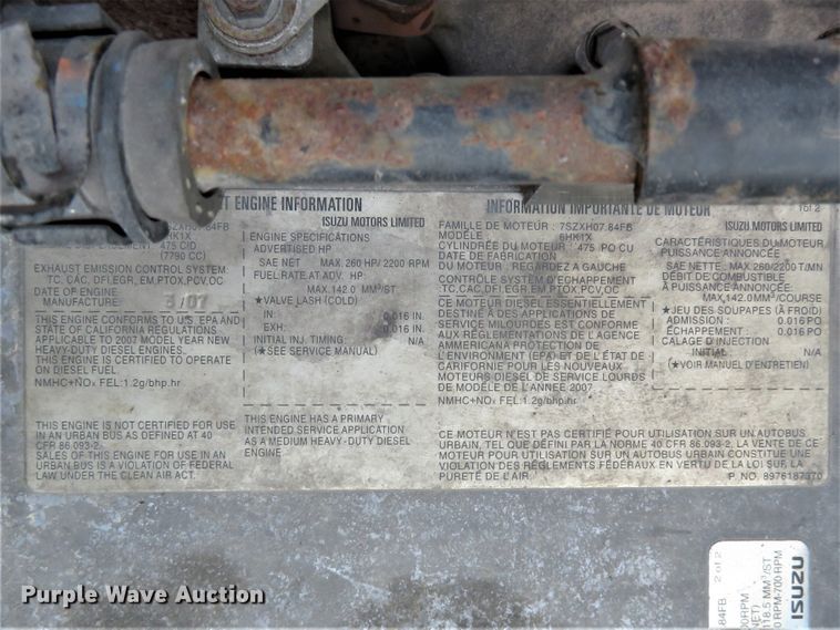 image for item DH1139 2007 Chevrolet T7500  box truck