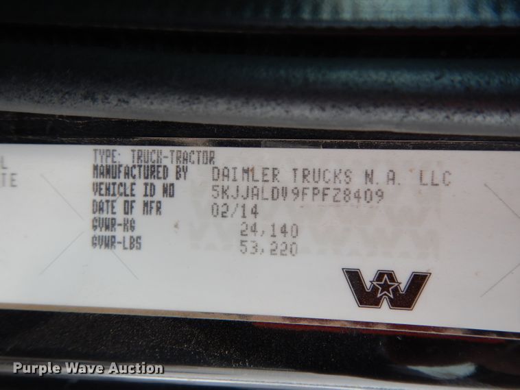 image for item DJ6534 2015 Western Star 4900A  semi truck