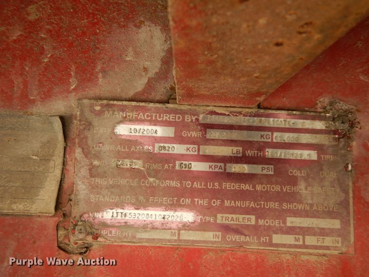 image for item DJ6600 2004 Transcraft flatbed trailer