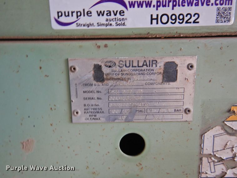 image for item HO9922 1997 Sullair 185DPQJD  air compressor