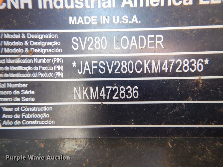 image for item HO9923 Case SV280  skid steer loader