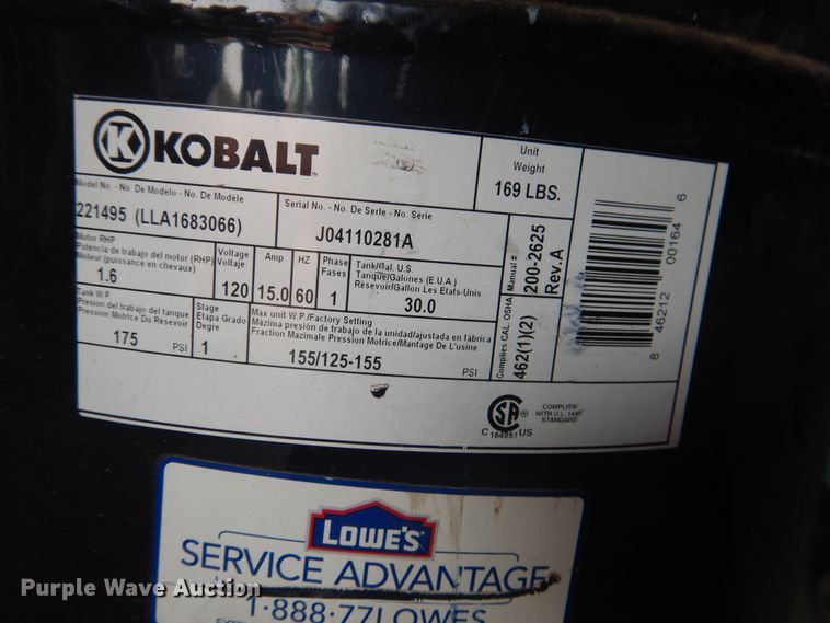 image for item HO9935 Kobalt 221495  air compressor