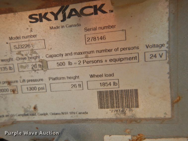 image for item HO9986 2007 Skyjack SJIII 3226  scissor lift