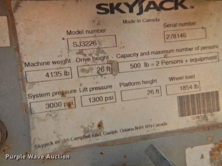 image for item HO9986 2007 Skyjack SJIII 3226  scissor lift