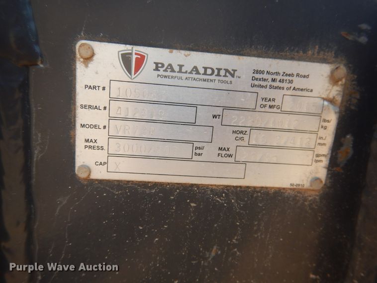 image for item HU9599 2015 Bradco VRP73 skid steer vibratory roller