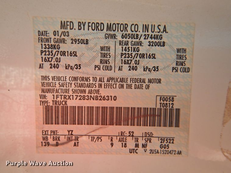 image for item HU9601 2003 Ford F150  SuperCab pickup truck