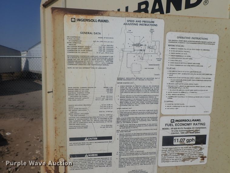 image for item DE0847 Ingersoll Rand XP825W-CU  air compressor