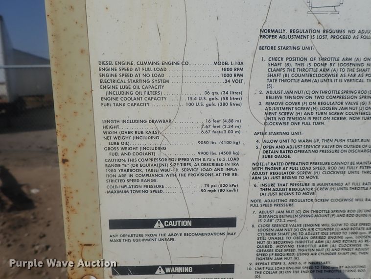 image for item DE0847 Ingersoll Rand XP825W-CU  air compressor