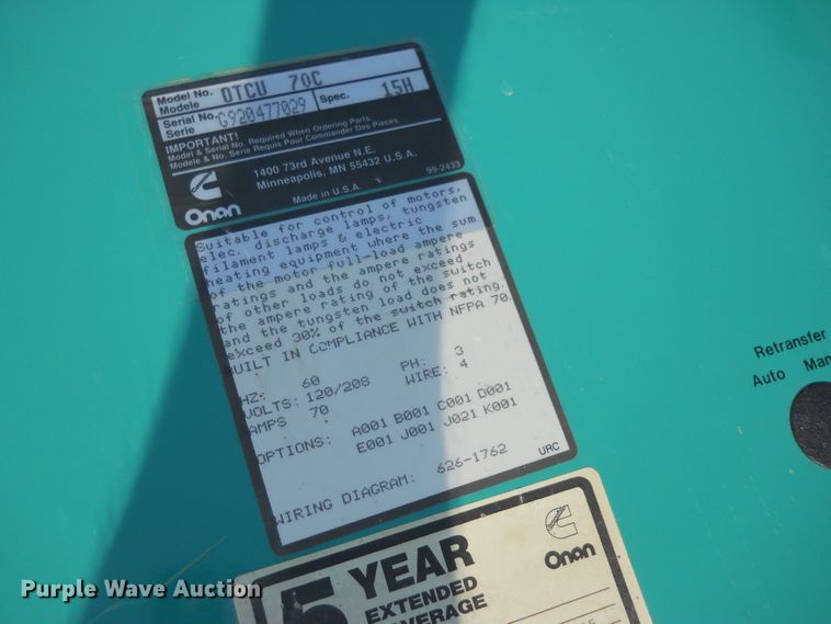 image for item DF4559 Onan 30EK-L-34464R  generator