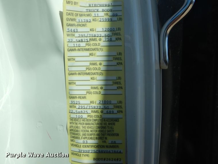 image for item DH5212 2008 Ford F750 Super Duty XLT  flat dump bed truck