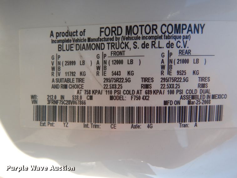 image for item DH5213 2008 Ford F750 Super Duty XLT  flat dump bed truck