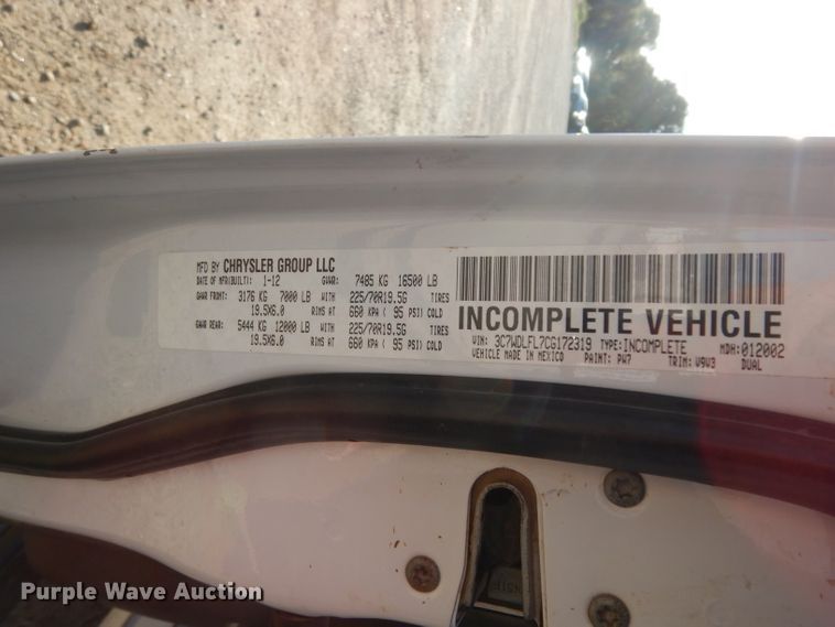 image for item DJ6593 2012 Dodge Ram 4500  Crew Cab flatbed truck