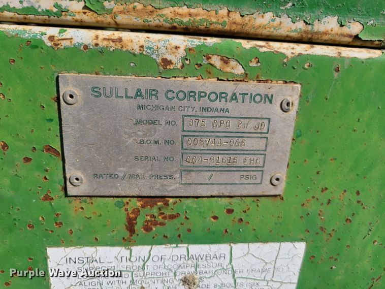 image for item DY9969 Sullair 375Q  air compressor