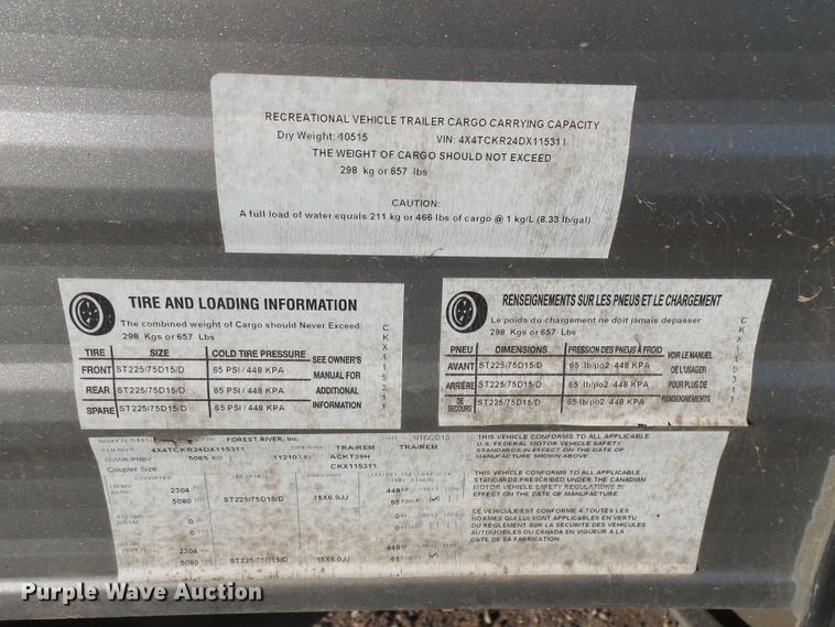 image for item EF9677 2013 Forest River Cherokee  camper