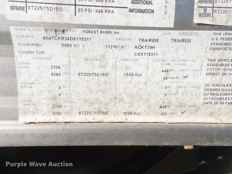 image for item EF9677 2013 Forest River Cherokee  camper