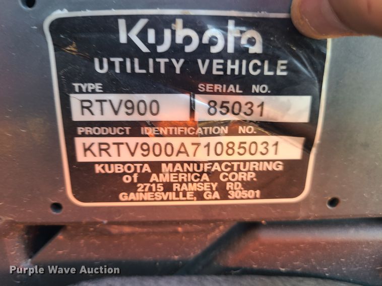 image for item EL9511 Kubota RTV900  utility vehicle