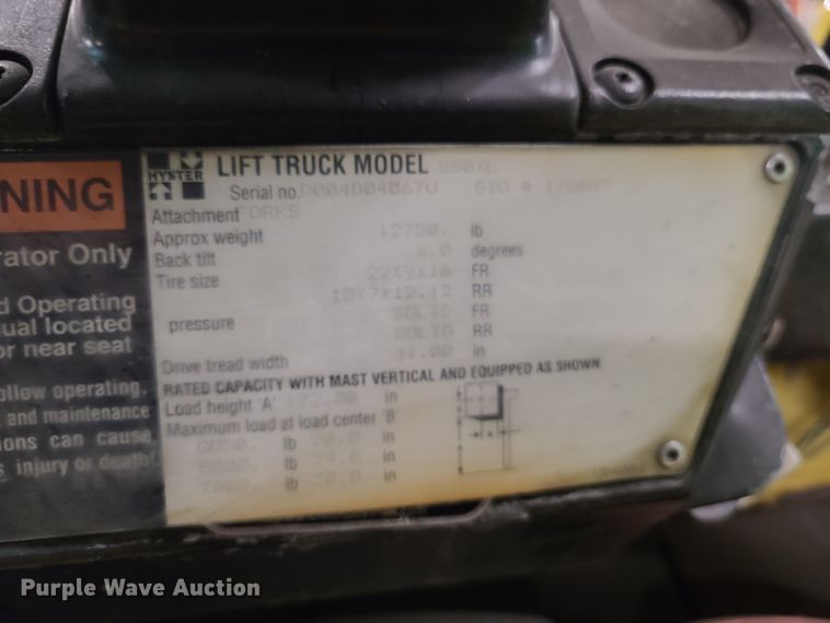 image for item EL9561 Hyster S80XL  forklift